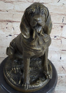 Signed Cain Bloodhound Bronze Marble Sculpture Pet Dog Figure Man`s Best Friend