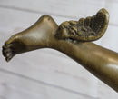 NUDE FLYING MERCURY BRONZE STATUE MARBLE BASE SCULPTURE ART DECO ROMAN MYTHICAL
