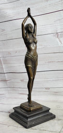 Chiparus Semi Nude Art Deco Belly Dancer Girl Bronze Sculpture Statue Figure on Marble Base