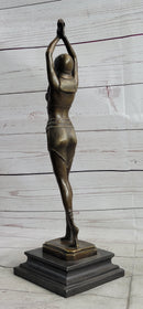 Chiparus Semi Nude Art Deco Belly Dancer Girl Bronze Sculpture Statue Figure on Marble Base