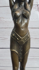 Chiparus Semi Nude Art Deco Belly Dancer Girl Bronze Sculpture Statue Figure on Marble Base
