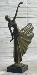 HAND MADE BRONZE SCULPTURE AFTER CHIPARUS CHORUS DANCER SIGNED FIGURINE FIGURE