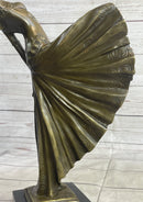 HAND MADE BRONZE SCULPTURE AFTER CHIPARUS CHORUS DANCER SIGNED FIGURINE FIGURE