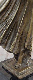 Chiparus Fan Dress Dancer Girl Art Deco Bronze Sculpture on Marble Base