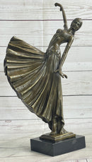 HAND MADE BRONZE SCULPTURE AFTER CHIPARUS CHORUS DANCER SIGNED FIGURINE FIGURE