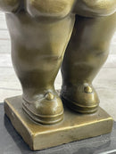 Fernando Botero Chubby Young Woman in Skirt Modern Art Sculpture Statue Figure on Marble Base
