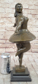 Signed Abstract Prima Ballerina after Botero Bronze Marble Sculpture Figurine