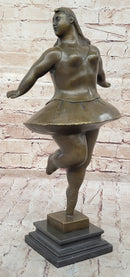 Signed Abstract Prima Ballerina after Botero Bronze Marble Sculpture Figurine