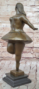 Signed Abstract Prima Ballerina after Botero Bronze Marble Sculpture Figurine