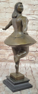 Signed Abstract Prima Ballerina after Botero Bronze Marble Sculpture Figurine