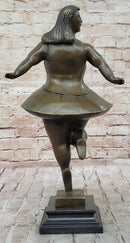 Signed Abstract Prima Ballerina after Botero Bronze Marble Sculpture Figurine