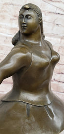 Signed Abstract Prima Ballerina after Botero Bronze Marble Sculpture Figurine