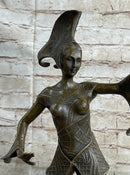 Signed Bronze Sculpture Art Deco Dimitri Chiparus Footsteps Figurine 38 CM Gift