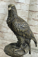 Original Milo Hawk American Eagle Bronze Marble Base Sculpture Bird Figurine Art