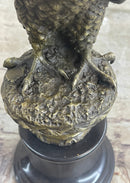Original Milo Hawk American Eagle Bronze Marble Base Sculpture Bird Figurine Art