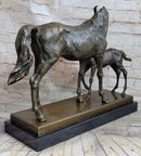 Horse W/ Foal Bronze Marble Figurine Statue By Mene Hot Cast Sculpture Figure