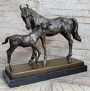 Horse W/ Foal Bronze Marble Figurine Statue By Mene Hot Cast Sculpture Figure