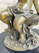 Cherub Angel Playing Pan Flute Hand Made Bronze Sculpture Home Decor