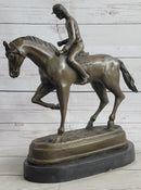 Fine Quality Signed Bronze Of A Horse And Jockey Polo Academy Racing Sculpture Kentucky