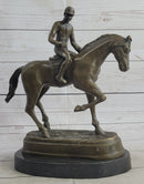 Fine Quality Signed Bronze Of A Horse And Jockey Polo Academy Racing Sculpture Kentucky