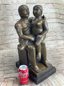 Fernando Botero Man w/ Daughter Bronze Statue Sculpture Figure 19" x 10"