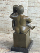 Fernando Botero Man w/ Daughter Bronze Statue Sculpture Figure 19" x 10"