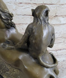 Horseback Monkey on My Back Riding Horse Bronze Statue Sculpture Figure by Milo 13" x 13"