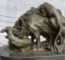 Boar Attacked by Wild Dogs Hot Cast Bronze Sculpture Statue Art by Lecourtier