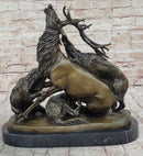 Elk Reindeer Attacked by Hunting Dogs Bronze Statue Sculpture Figure Barye 14" x 16"