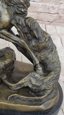 Elk Reindeer Attacked by Hunting Dogs Bronze Statue Sculpture Figure Barye 14" x 16"