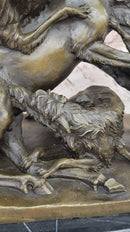 Elk Reindeer Attacked by Hunting Dogs Bronze Statue Sculpture Figure Barye 14" x 16"