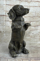 Hot Cast Bronze Puppy Dog Begging Signed Original Art Sculpture Statue Figure