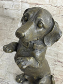 Hot Cast Bronze Puppy Dog Begging Signed Original Art Sculpture Statue Figure