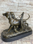Two Large Vizsla Dog Dogs Animal House Pet by Debut Bronze Marble Sculpture Gift