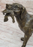Signed Truffot Hunting Dog With Dead Bird Bronze Art Deco Sculpture Home Decor