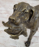 Signed Truffot Hunting Dog With Dead Bird Bronze Art Deco Sculpture Home Decor