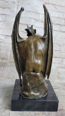 Bronze Marble Statue Lucifer Demon Fallen Angel Satan Crucifix Cross Figurine