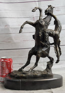 Cowboy Bucked off Rearing Horse Bronze Sculpture Statue Country Western Decor Marble Base