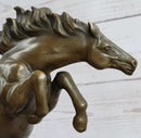 Rearing Horse Bronco Stallion Bronze Statue Sculpture Figure Marble Base 12" x 9.5"