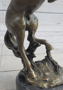 Rearing Horse Bronco Stallion Bronze Statue Sculpture Figure Marble Base 12" x 9.5"