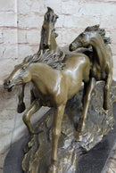 Bronze Marble Statue Wild Horse Galloping Mustang Ranch Hot Cast Marble Figurine