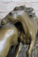 Bronze Marble Statue Wild Horse Galloping Mustang Ranch Hot Cast Marble Figurine