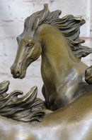 Bronze Marble Statue Wild Horse Galloping Mustang Ranch Hot Cast Marble Figurine