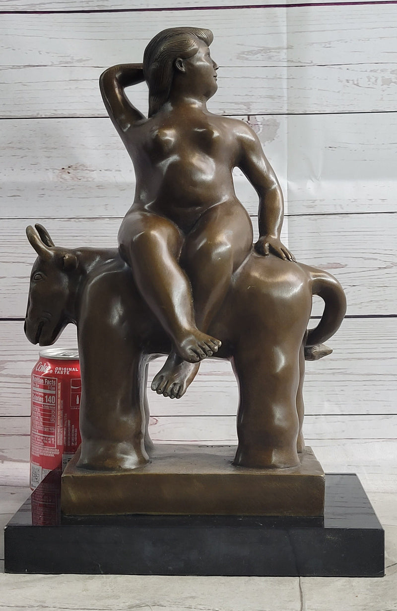 Europa & Zeus as a Bull Bronze Sculpture Statue Nude Female Figure by