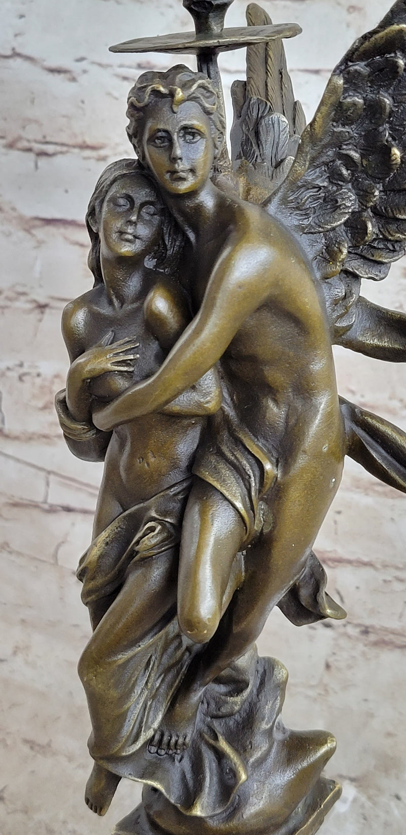 100% Solid Bronze Sculpture Angel ''Psyche and Eros ''Statue Figure Cupid