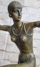 Turkish Dancer Art Deco Bronze Sculpture Statue by D.H. Chiparus on Marble Base