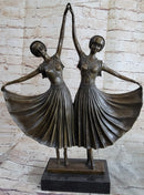 Chiparus Gemini Twin Russian Dancers Art Deco Sculpture Statue on Marble Base