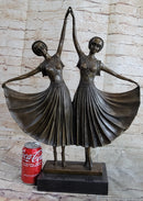 Chiparus Gemini Twin Russian Dancers Art Deco Sculpture Statue on Marble Base