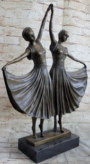 Chiparus Gemini Twin Russian Dancers Art Deco Sculpture Statue on Marble Base