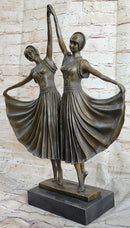 Chiparus Gemini Twin Russian Dancers Art Deco Sculpture Statue on Marble Base